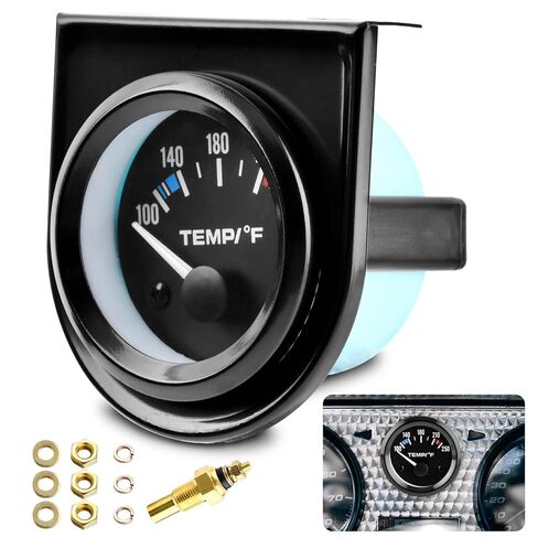 مقياس درجة حرارة الماء 2 بوصة 52 مم، 100-250 درجة فهرنهايت، مجموعة أدوات قياس درجة حرارة الماء، ملحقات السيارة، مقياس درجة حرارة الماء مع إضاءة خلفية LED للقوارب البحرية، السفينة، السيارة، الشاحنة، السيارة (اللون: أسود) in Kuwait