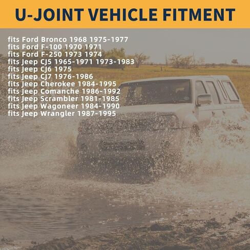 U Joint Front Axle Universal Joint Replacement fits Jeep Wrangler 2.5L 4WD 1987-1995, fits Jeep Wrangler 4.0L 4WD 1991-1995, fits Jeep Wrangler 4.2L 4WD 1987-1990, fits Ford F-100 3.9L 4WD 1970 1971 in Saudi Arabia