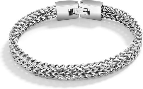 Ahiller Men's Stainless Steel Cuban Link Bracelet-7.5/8.3/9 Inch Hip Hop Bracelet,Black&Silver Gift for Boyfriend Husband Dad in Saudi Arabia