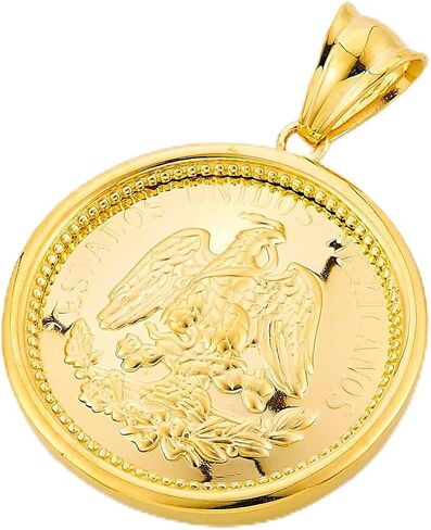 14k Yellow Gold Framed Medal Coin Charm Pendant in Saudi Arabia