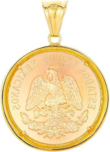 14k Yellow Gold Framed Medal Coin Charm Pendant in Saudi Arabia