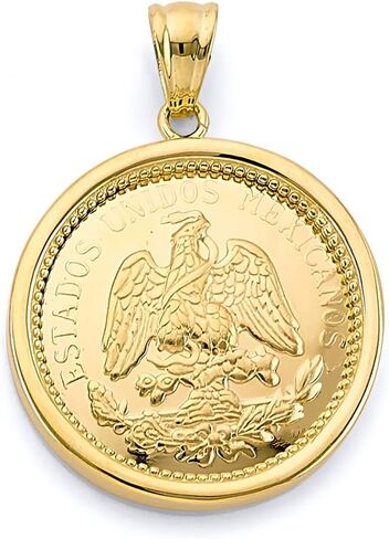 14k Yellow Gold Framed Medal Coin Charm Pendant in Saudi Arabia