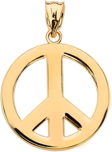 High Polish 10k Gold Circle Of Peace Sign Symbol Charm Pendant in Saudi Arabia