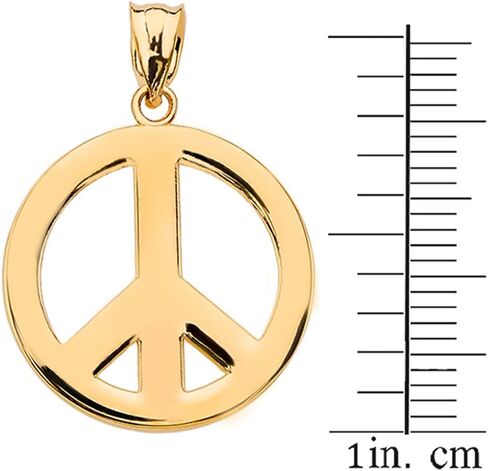 High Polish 10k Gold Circle Of Peace Sign Symbol Charm Pendant in Saudi Arabia