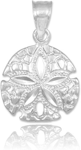 10k White Gold Polished Sea Star Charm Sand Dollar Pendant in Saudi Arabia