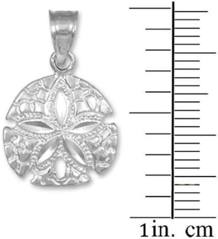10k White Gold Polished Sea Star Charm Sand Dollar Pendant in Saudi Arabia