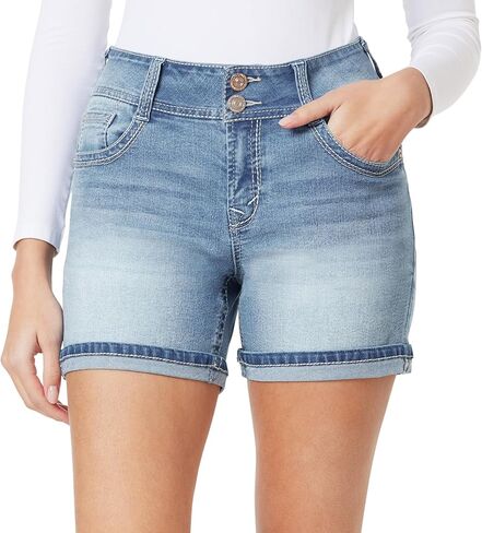 WallFlower Shorts for Women Luscious Curvy 5-Inch Midi Denim Mid-Rise Short- Elle Midi, 11 in Saudi Arabia