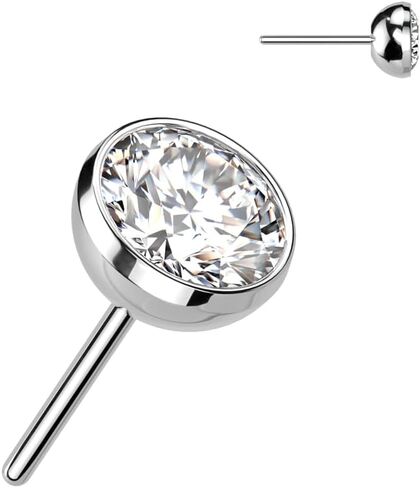 G23 Titanium Threadless Push In Replacement Tops CZ Bezel Set For Any Threadless Piercing Loose Body Jewelry in Saudi Arabia