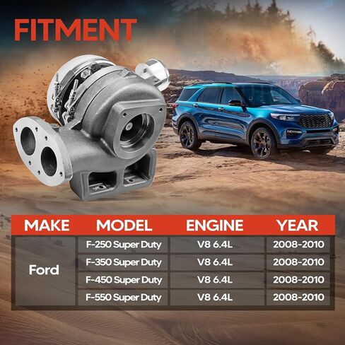 V2S Turbo Turbocharger Kit with Gasket High Pressure Compatible with Ford F-250/250/350/450/550 Super Duty 2008-2010, 6.4L Powerstroke, Replace# 1848300C92,1848300C93 in Saudi Arabia