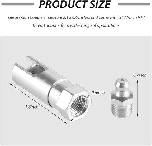 Grease Gun Coupler with 1/8 inch NPT Threads, Push-on Slotted Right Angle Greases Fitting Adapter, Quick Fill 90 Degree Greases Gun Tip Coupler Fits Standard 1/8 inch NPT Grease Hoses in Saudi Arabia
