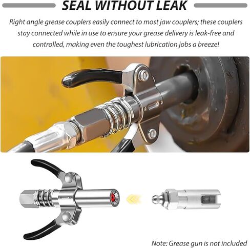 Grease Gun Coupler with 1/8 inch NPT Threads, Push-on Slotted Right Angle Greases Fitting Adapter, Quick Fill 90 Degree Greases Gun Tip Coupler Fits Standard 1/8 inch NPT Grease Hoses in Saudi Arabia