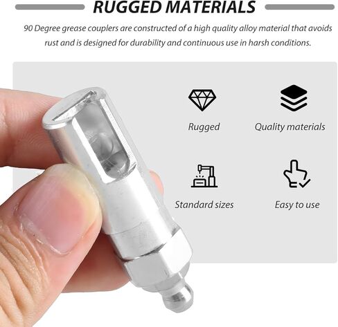 Grease Gun Coupler with 1/8 inch NPT Threads, Push-on Slotted Right Angle Greases Fitting Adapter, Quick Fill 90 Degree Greases Gun Tip Coupler Fits Standard 1/8 inch NPT Grease Hoses in Saudi Arabia