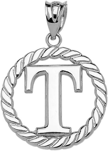 Claddagh Gold 925 Sterling Silver Personalized Roped Circle Initial T Charm Pendant in Saudi Arabia