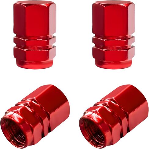 4PCS Car Tire Valve Stem Caps, Aluminum Alloy Leak-Proof Wheel Valve Covers with O Rubber Seal, Universal Heavy Duty Hexagon Shape Tyre Accessory for SUVs Trucks Motorcycles (Black) in Saudi Arabia