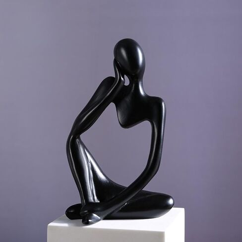 Abstract Human Figure Sculpture, Modern Resin Art Decor for Living Room, Office Desk, Bookshelf - Thinking Pose Statue (white2) in Saudi Arabia