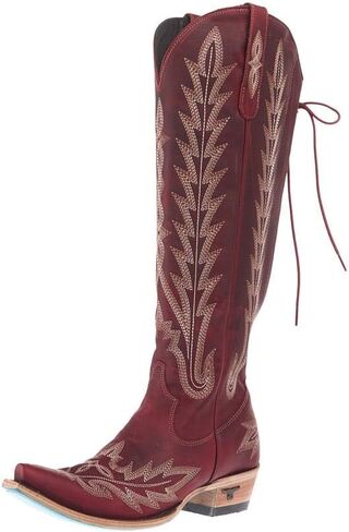 Lane Womens Lexington Knee High Corset حذاء كاجوال بكعب عالٍ منخفض للركبة 1-2 بوصة - أحمر in Kuwait
