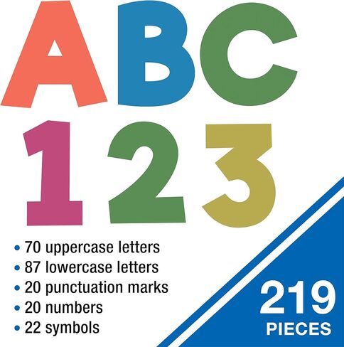 Carson Dellosa Woodland Brights 219-Piece Prepunched Bulletin Board Decorations, 4" Colorful Letters, Numbers, and Symbols for Party, Back to School Decorations, and Classroom Decor in Saudi Arabia