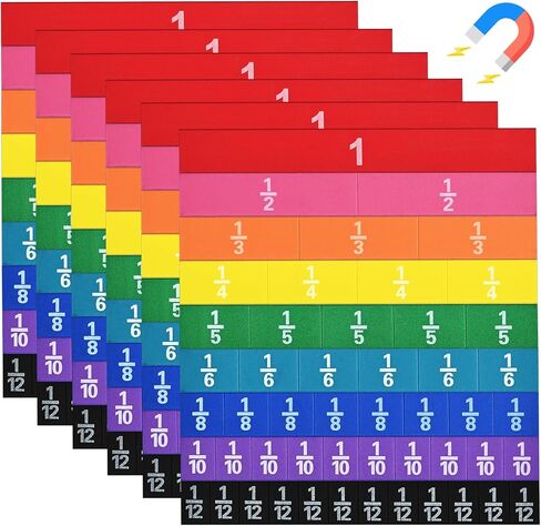 6 Sets Magnetic Fraction Tiles for Classroom EVA Foam Manipulatives CCSS, STEM, ASTM Rainbow Fraction Tiles Math Learning Manipulatives Set Fraction Bars for Preschool Elementary School in Saudi Arabia