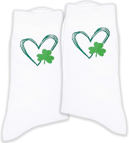 Shamrock & Heart Novelty Socks, Lucky Socks Men, Women - St. Patrick’s Day Gift.(088) in Saudi Arabia