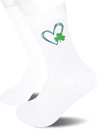 Shamrock & Heart Novelty Socks, Lucky Socks Men, Women - St. Patrick’s Day Gift.(088) in Saudi Arabia