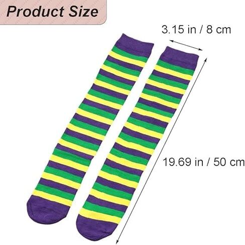 Mardi-Gras-Socks Knee-Thigh-High Striped Socks Costume Accessories for Women in Saudi Arabia