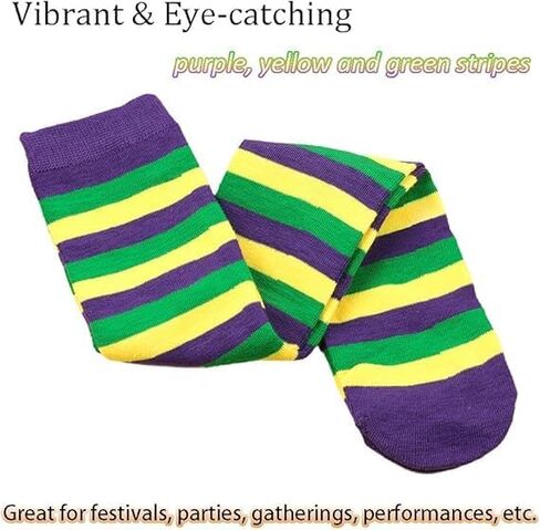 Mardi-Gras-Socks Knee-Thigh-High Striped Socks Costume Accessories for Women in Saudi Arabia
