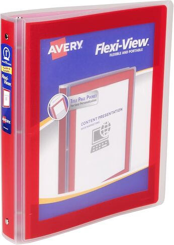 Avery Flexi-View 3 Ring Binder, 1 Inch Round Rings, 1 Red Binder (17606) in Kuwait