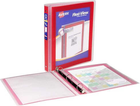 Avery Flexi-View 3 Ring Binder, 1 Inch Round Rings, 1 Red Binder (17606) in Kuwait