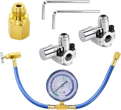 مجموعة إعادة شحن فريون الثلاجة، مجموعة خرطوم شحن غاز التبريد، R134a/R-12/R-22 مع صمام صنبور ثقب الرصاص BPV31 لنظام تبريد مكيف الهواء المنزلي in Saudi Arabia
