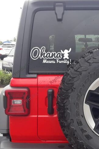 ملصق Ohana Means Family لجدران سيارات الدفع الرباعي والشاحنات وأجهزة الكمبيوتر المحمولة (أبيض) 8.0 × 3.5 بوصة in Kuwait