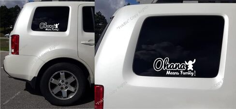 ملصق Ohana Means Family لجدران سيارات الدفع الرباعي والشاحنات وأجهزة الكمبيوتر المحمولة (أبيض) 8.0 × 3.5 بوصة in Kuwait