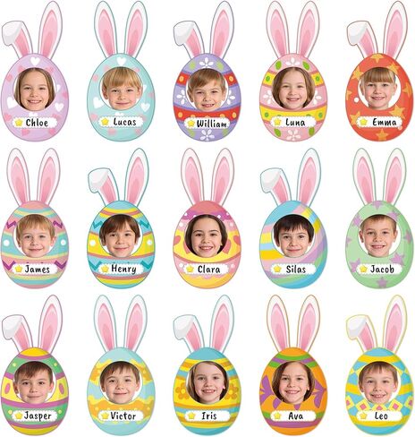 83Pcs Easter Bunny Ear Egg Cutouts for Bulletin Board Decorations, Colorful Easter Rabbit DIY Photo Name Tag Craft Kit, Spring Classroom Chalkboard Door Wall Decor Home School Party Supplies in Saudi Arabia