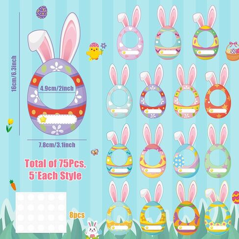 83Pcs Easter Bunny Ear Egg Cutouts for Bulletin Board Decorations, Colorful Easter Rabbit DIY Photo Name Tag Craft Kit, Spring Classroom Chalkboard Door Wall Decor Home School Party Supplies in Saudi Arabia