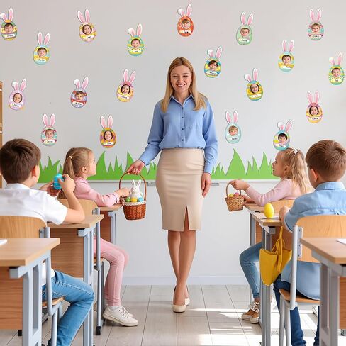 83Pcs Easter Bunny Ear Egg Cutouts for Bulletin Board Decorations, Colorful Easter Rabbit DIY Photo Name Tag Craft Kit, Spring Classroom Chalkboard Door Wall Decor Home School Party Supplies in Saudi Arabia