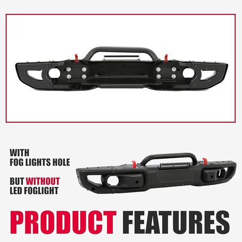 Kojem Front Bumper Compatible with 2018-2025 Jeep Gladiator, Wrangler JL Rubicon W/PDC Sensor & Fog Light Hole, 10th Anniversary Style, Fit 2 And 4-Door Models in Saudi Arabia