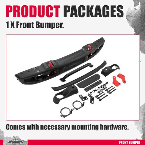 Kojem Front Bumper Compatible with 2018-2025 Jeep Gladiator, Wrangler JL Rubicon W/PDC Sensor & Fog Light Hole, 10th Anniversary Style, Fit 2 And 4-Door Models in Saudi Arabia