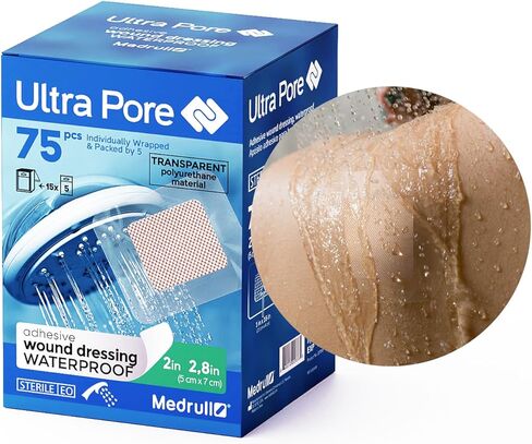 Waterproof Bandages 2x3 - Sterile Wound Dressing Ultra Pore Transparent - Flexible Non-Stick Dressing Bandage for Minor Cuts, Scrape and Wounds, 50 Count Individually Wrapped in Saudi Arabia