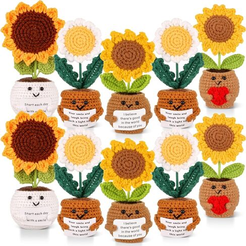 10 Pcs Inspirational Crochet Duck Teacher Positive Appreciation Gift Artificial Knitted Duck Crochet Doll Emotional Thank You Gift for Coworker Employee Nurse Mom Table Office in Saudi Arabia