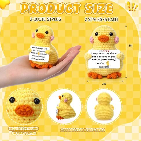 10 Pcs Inspirational Crochet Duck Teacher Positive Appreciation Gift Artificial Knitted Duck Crochet Doll Emotional Thank You Gift for Coworker Employee Nurse Mom Table Office in Saudi Arabia