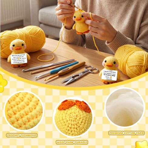 10 Pcs Inspirational Crochet Duck Teacher Positive Appreciation Gift Artificial Knitted Duck Crochet Doll Emotional Thank You Gift for Coworker Employee Nurse Mom Table Office in Saudi Arabia