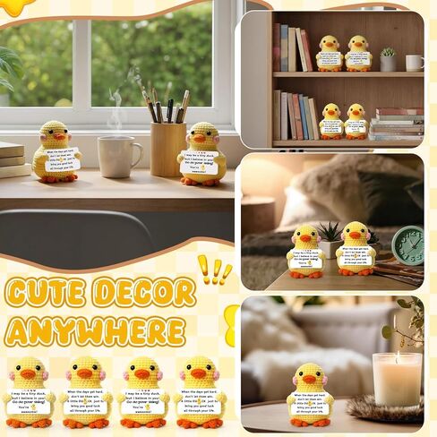 10 Pcs Inspirational Crochet Duck Teacher Positive Appreciation Gift Artificial Knitted Duck Crochet Doll Emotional Thank You Gift for Coworker Employee Nurse Mom Table Office in Saudi Arabia