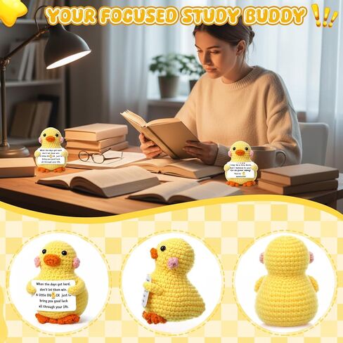 10 Pcs Inspirational Crochet Duck Teacher Positive Appreciation Gift Artificial Knitted Duck Crochet Doll Emotional Thank You Gift for Coworker Employee Nurse Mom Table Office in Saudi Arabia