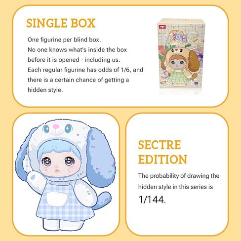 صندوق Nommi Blind Box، أشكال صندوق أعمى من القطيفة اللطيفة من الفينيل، سلسلة Nommi Puppy Diary قطيفة، صندوق غامض على شكل شخصية Kawaii قابل للتجميع للهدايا، صندوق واحد (1 من 9 أنماط محتملة) in Kuwait