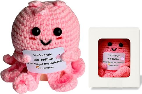 Positive Crochet Octopus Never Forget The Difference You Make Gifts, Mini Octopus Emotional Support Crochet With Card, Emotional Cheer Up Support Positive Retirement Gift For Woman Men (Octopus) in Saudi Arabia