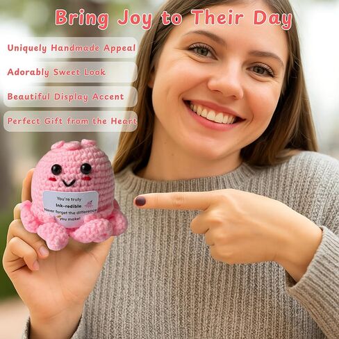 Positive Crochet Octopus Never Forget The Difference You Make Gifts, Mini Octopus Emotional Support Crochet With Card, Emotional Cheer Up Support Positive Retirement Gift For Woman Men (Octopus) in Saudi Arabia