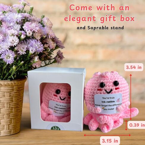 Positive Crochet Octopus Never Forget The Difference You Make Gifts, Mini Octopus Emotional Support Crochet With Card, Emotional Cheer Up Support Positive Retirement Gift For Woman Men (Octopus) in Saudi Arabia
