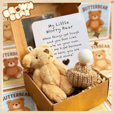 2Pcs Worry Bear, My Little Worry Bear Pocket Bear - Soft Emotional Support Pocket Bear Gifts for Friends and Family, Portable Comfort Buddy in Kuwait