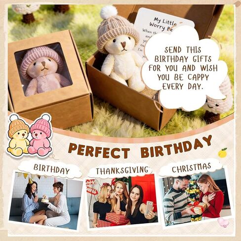 2Pcs Worry Bear, My Little Worry Bear Pocket Bear - Soft Emotional Support Pocket Bear Gifts for Friends and Family, Portable Comfort Buddy in Kuwait