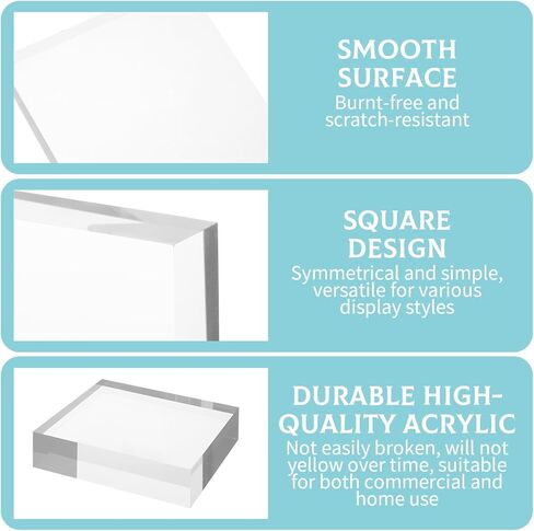 4 PCS Acrylic Display Blocks 6 x 6 x 1 Inches Clear Polished Acrylic Cube Riser Square Base Stand Solid Pedestal Stand for Jewelry, Rings, Trophies, Food and Collectibles Display in Kuwait