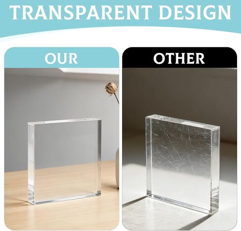 4 PCS Acrylic Display Blocks 6 x 6 x 1 Inches Clear Polished Acrylic Cube Riser Square Base Stand Solid Pedestal Stand for Jewelry, Rings, Trophies, Food and Collectibles Display in Kuwait
